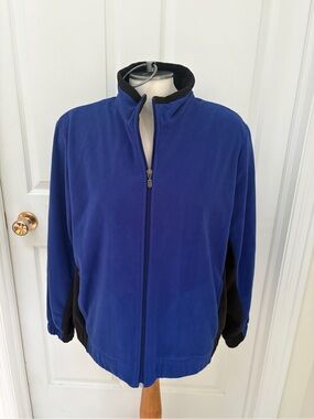 Women's Blue Full-Zip Fleece Jacket with Black Accents ladies large